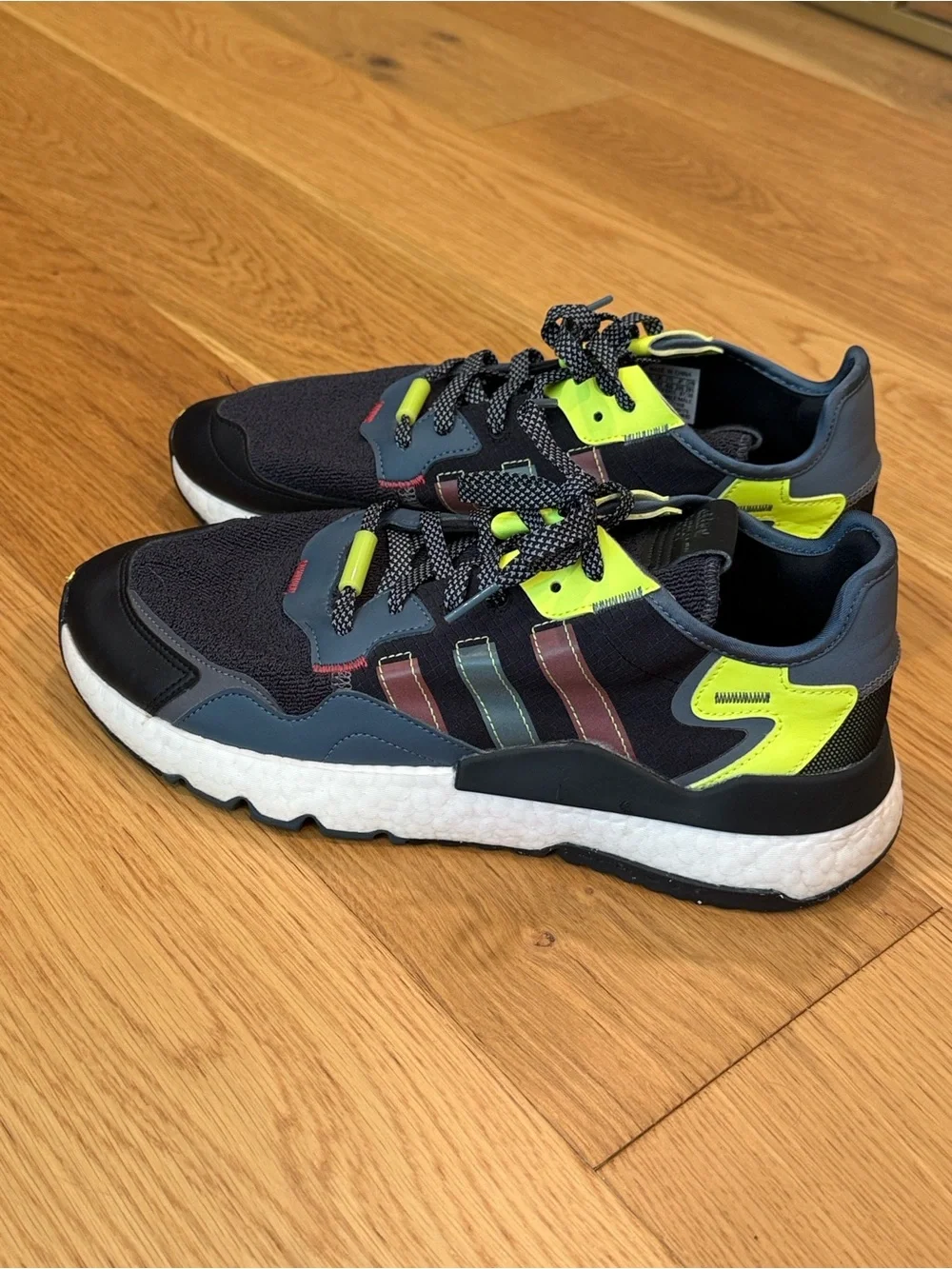 *adidas Nite Jogger Grey Blue Yellow FZ1958 men's 11.5